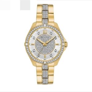 Women's Bulova Gold and Crystal Accent Watch